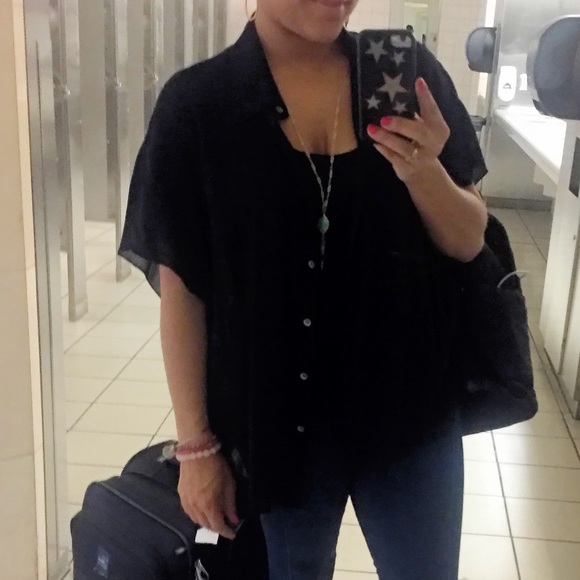 Black button-up blouse, NWT - Picture 3 of 8